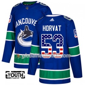 Vancouver Canucks Hockeydrakt Bo Horvat 53 2017-2018 USA Flag Fashion Blå Adidas Authentic - Barn